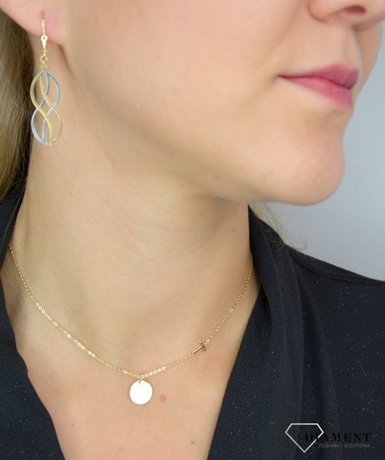 Kolczyki złote wiszące Yes fale DIA-KLC-1013-585.jpg