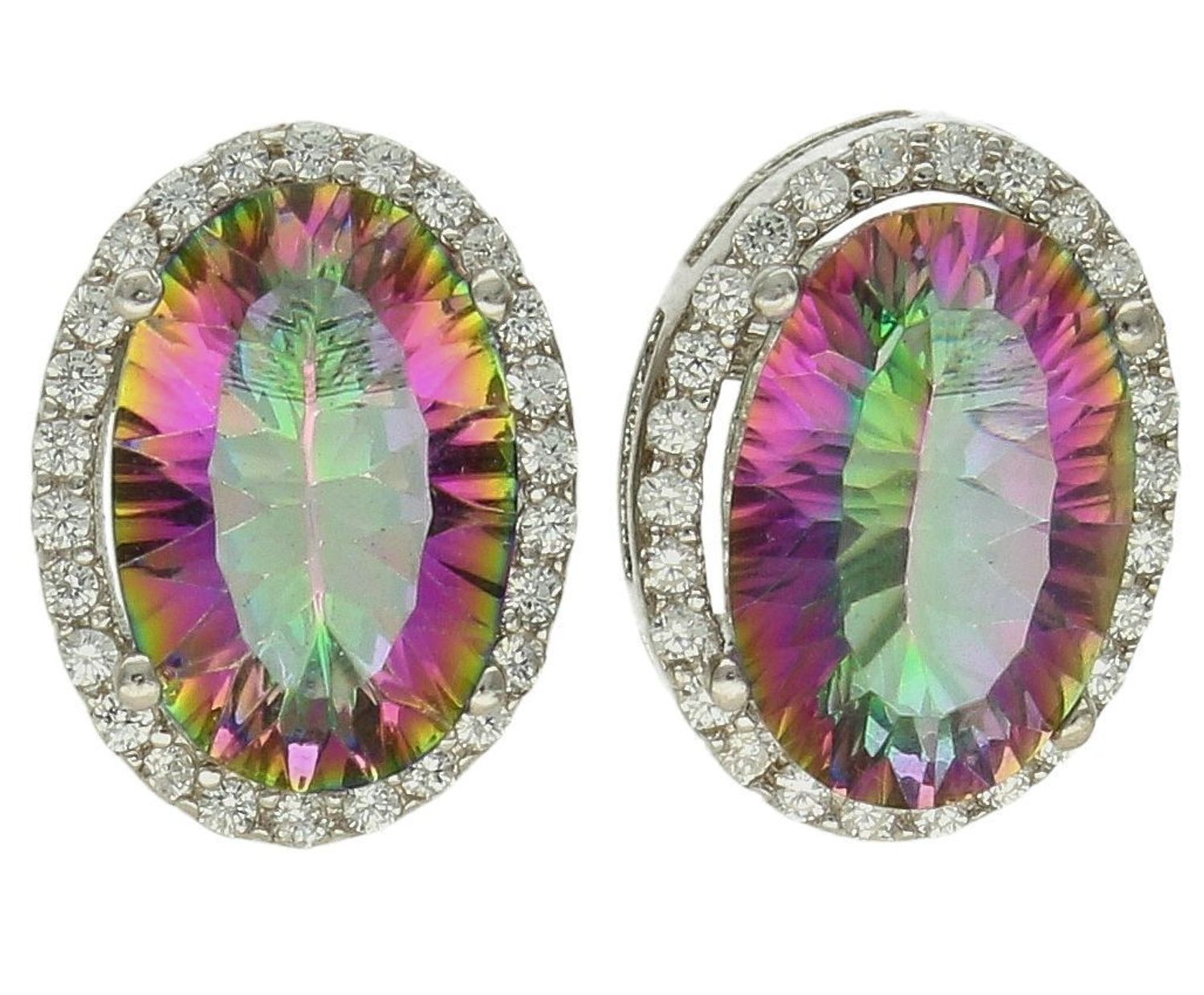 Kolczyki srebrne damskie na sztyft z kolorową cyrkonią owalne DIA-KLC-10132-925. Srebrne kolczyki 925 wkrętki owalne z dużą cyrkonią. Srebrne kolczyki z mieniącą się cyrkonią. Biżuteria srebrna damska..jpg