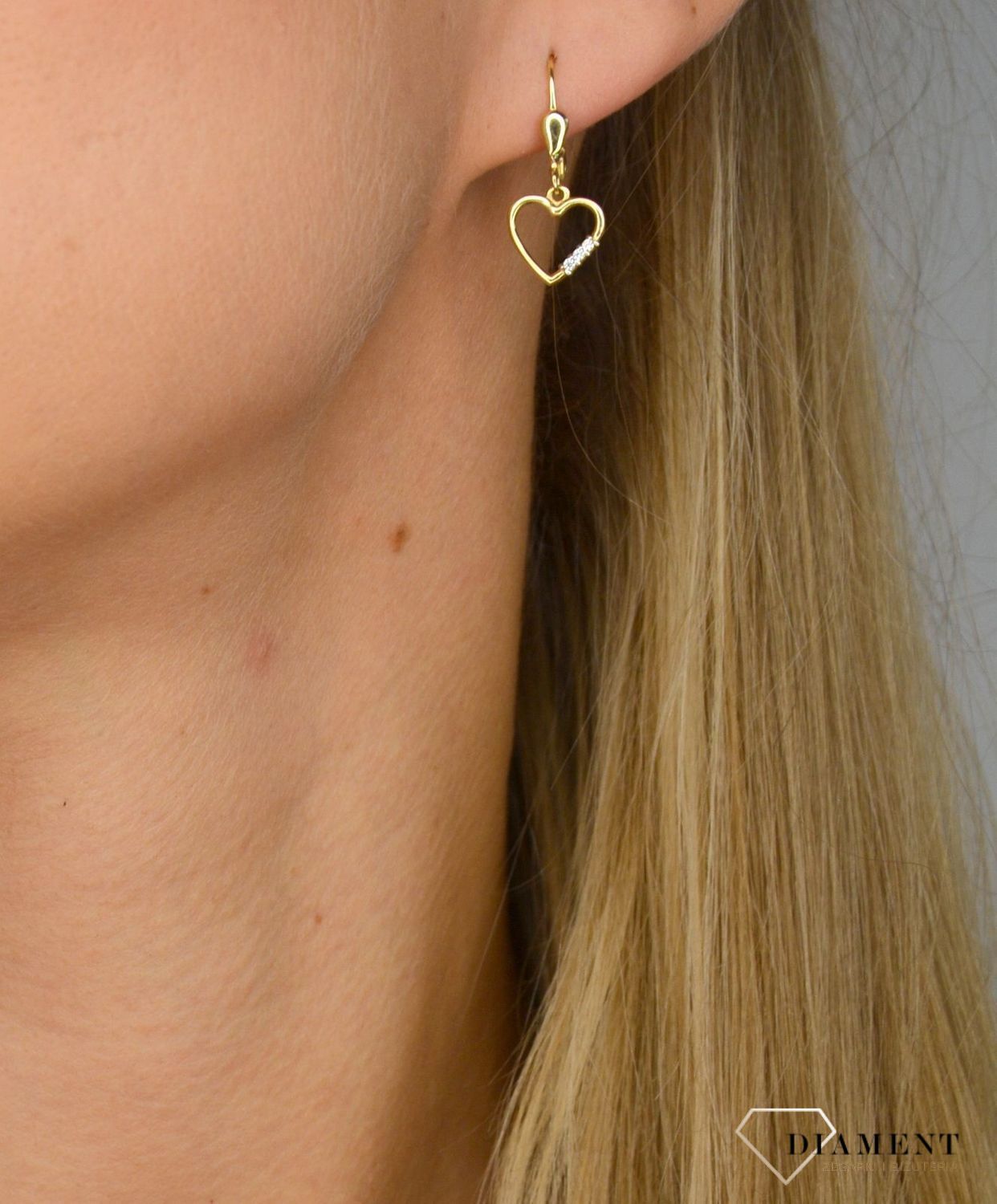 Złote kolczyki 585 wiszące serca z cyrkonią DIA-KLC-1015-585.jpg