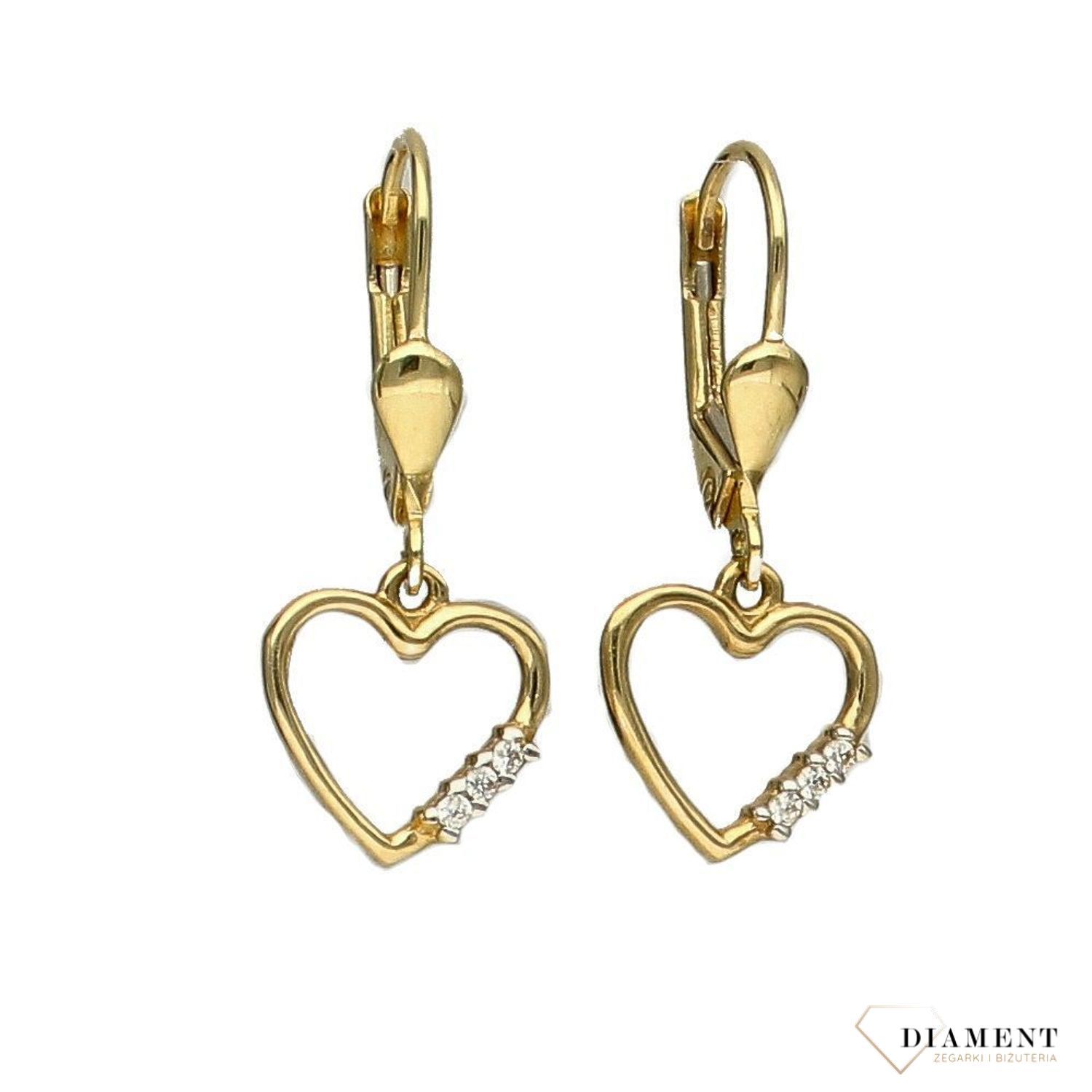 Złote kolczyki 585 wiszące serca z cyrkonią DIA-KLC-1015-585.jpg