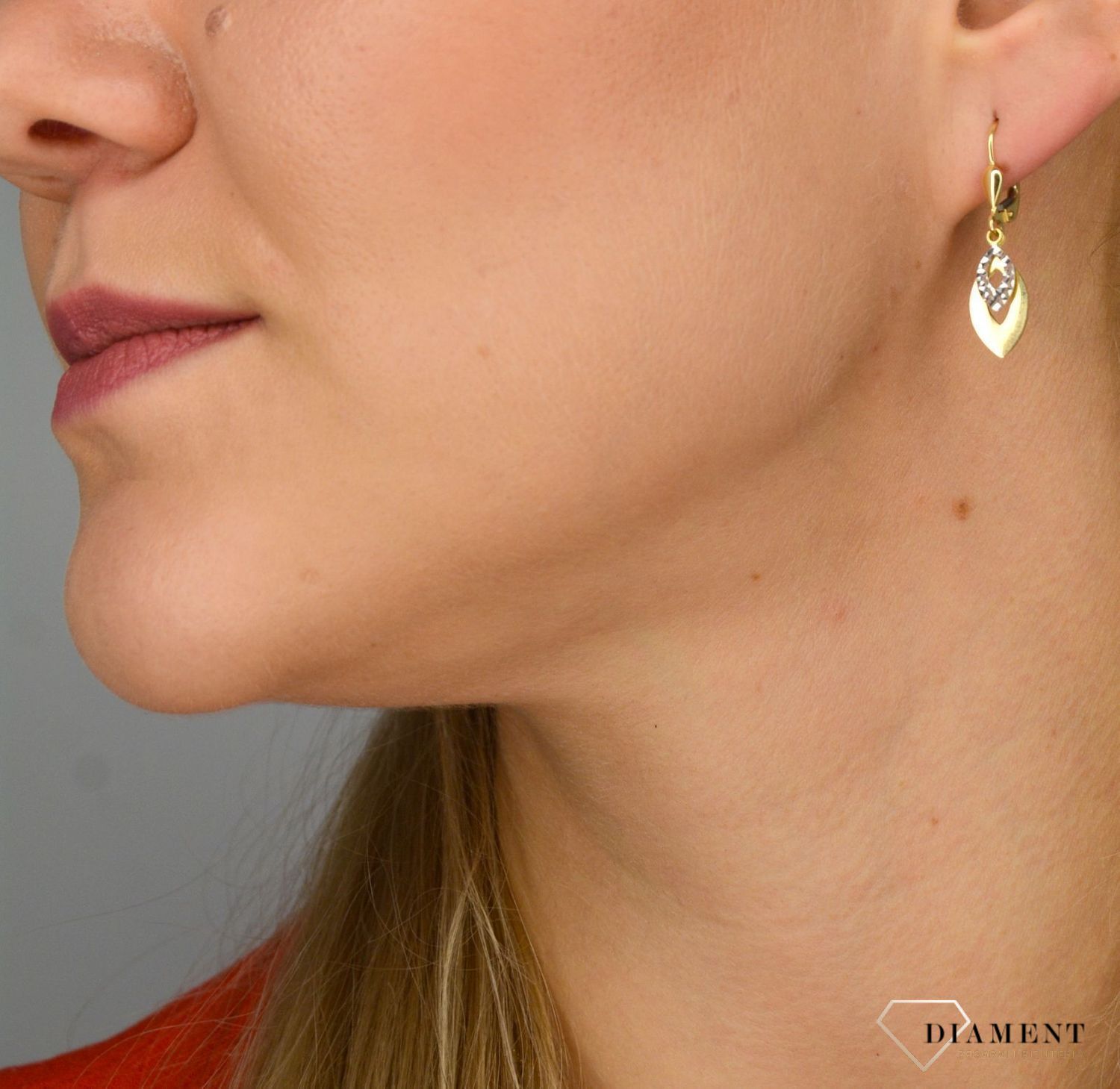 Złote kolczyki 585 wiszące łezki z białym złotem DIA-KLC-1016-585.jpg