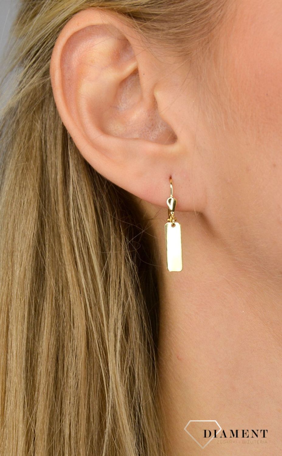 Złote kolczyki 585 prostokątne blaszki DIA-KLC-1017-585.jpg
