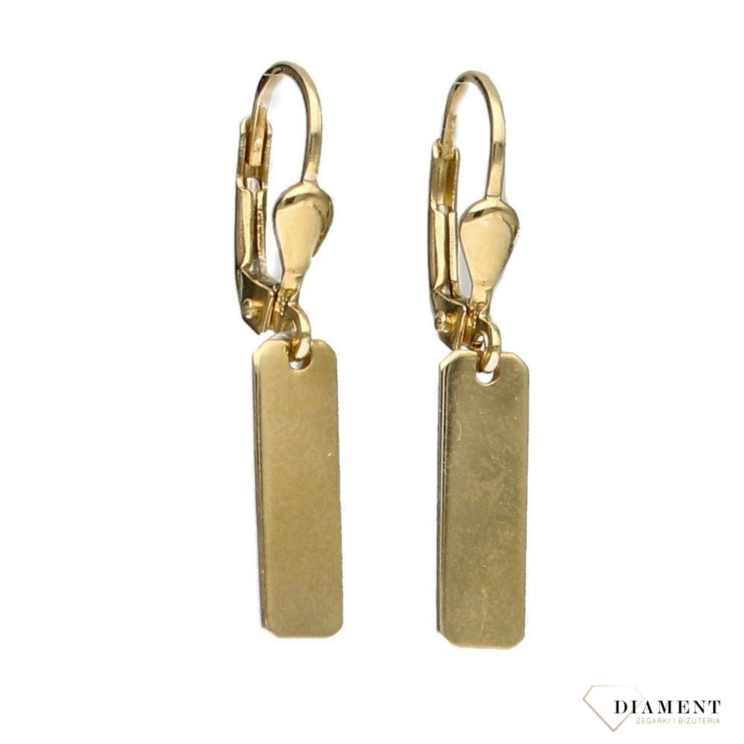 Złote kolczyki 585 prostokątne blaszki DIA-KLC-1017-585.jpg