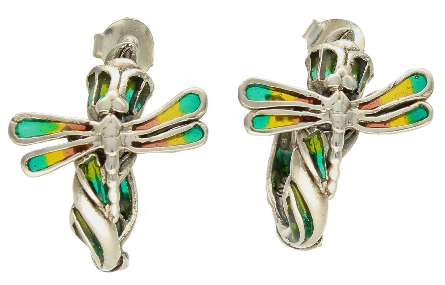 Srebrne kolczyki damskie ważki z zieloną masą DIA-KLC-10174-925. Kolczyki damskie wkrętki. Kolczyki srebrne z masą utwardzoną. Kolczyki ważki w zielonym kolorze. Kolczyki srebrne damskie na prezent..jpg