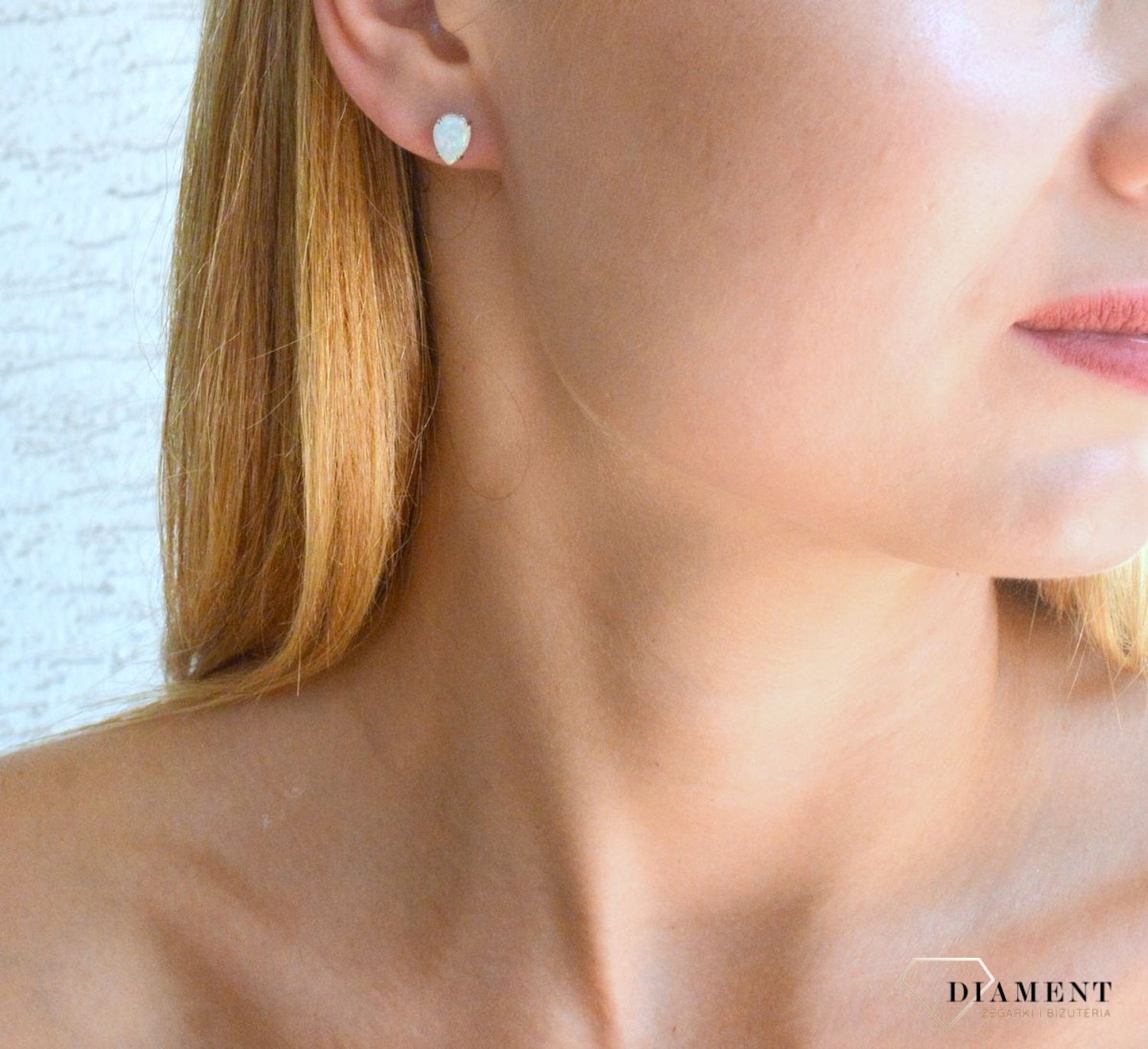 Srebrne kolczyki damskie na sztyft biały opal w formie łezki DIA-KLC-10179-925.jpg