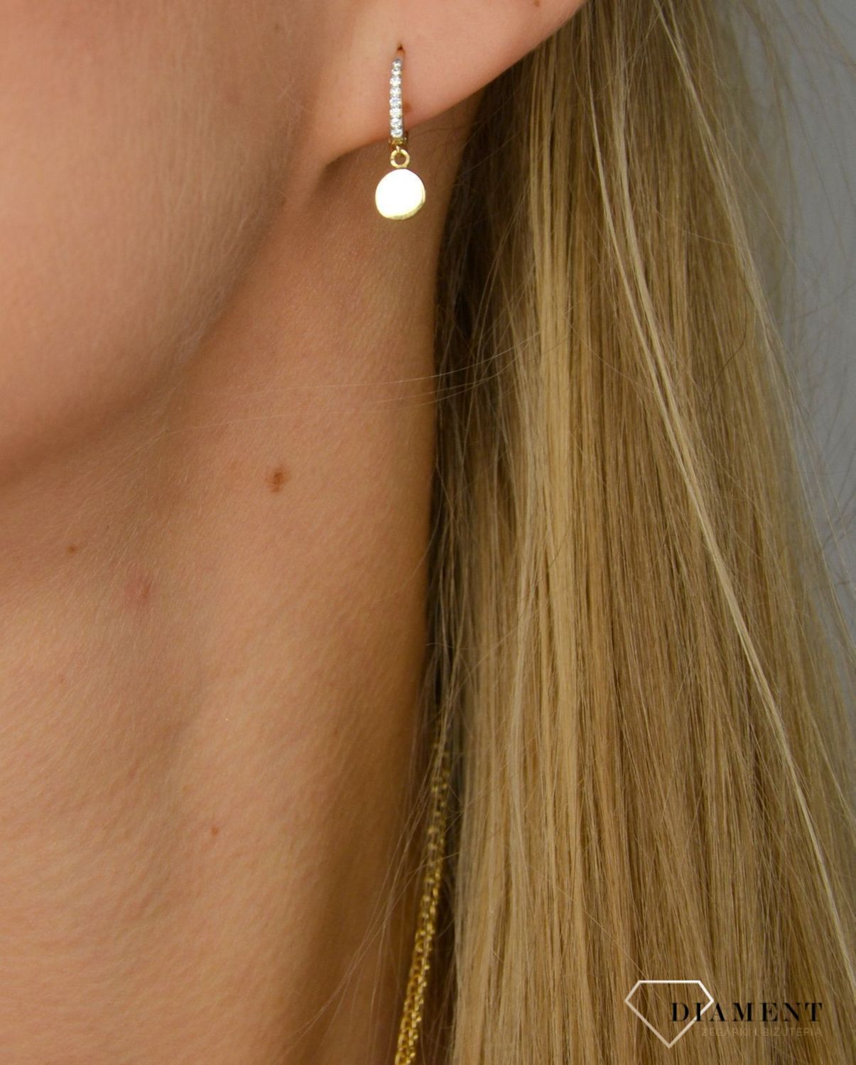 Złote kolczyki 585 wiszące kółeczka DIA-KLC-1018-585.jpg