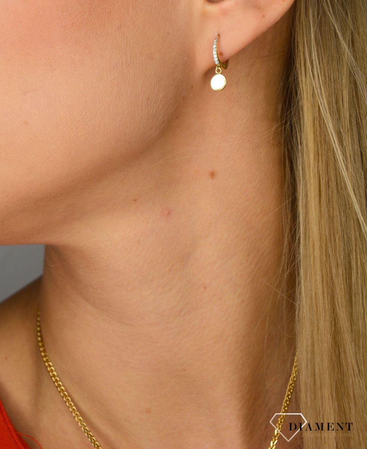 Złote kolczyki 585 wiszące kółeczka DIA-KLC-1018-585.jpg