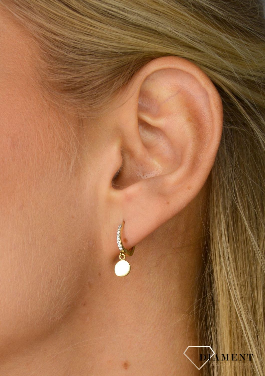 Złote kolczyki 585 wiszące kółeczka DIA-KLC-1018-585.jpg