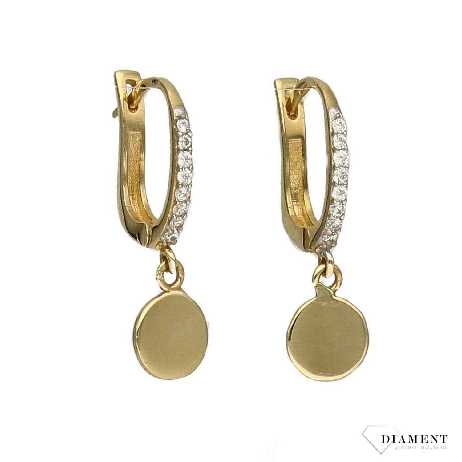 Złote kolczyki 585 wiszące kółeczka DIA-KLC-1018-585.jpg