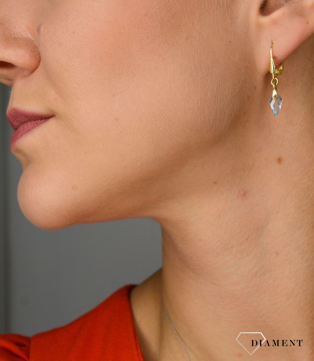 Złote kolczyki 585 z niebieską łezką DIA-KLC-1020-585.jpg