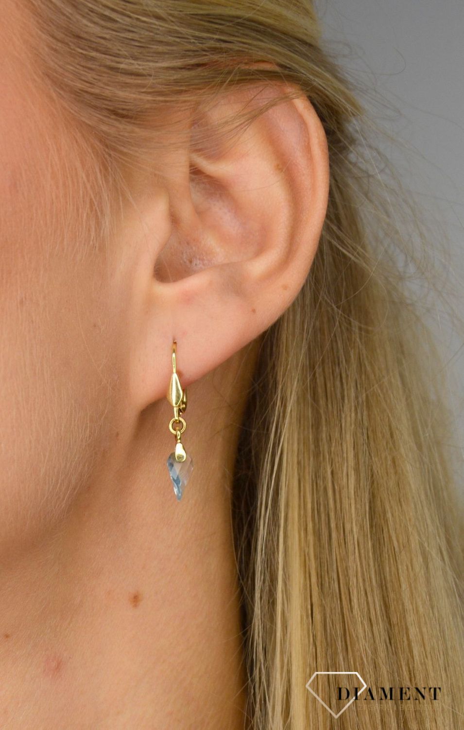 Złote kolczyki 585 z niebieską łezką DIA-KLC-1020-585.jpg