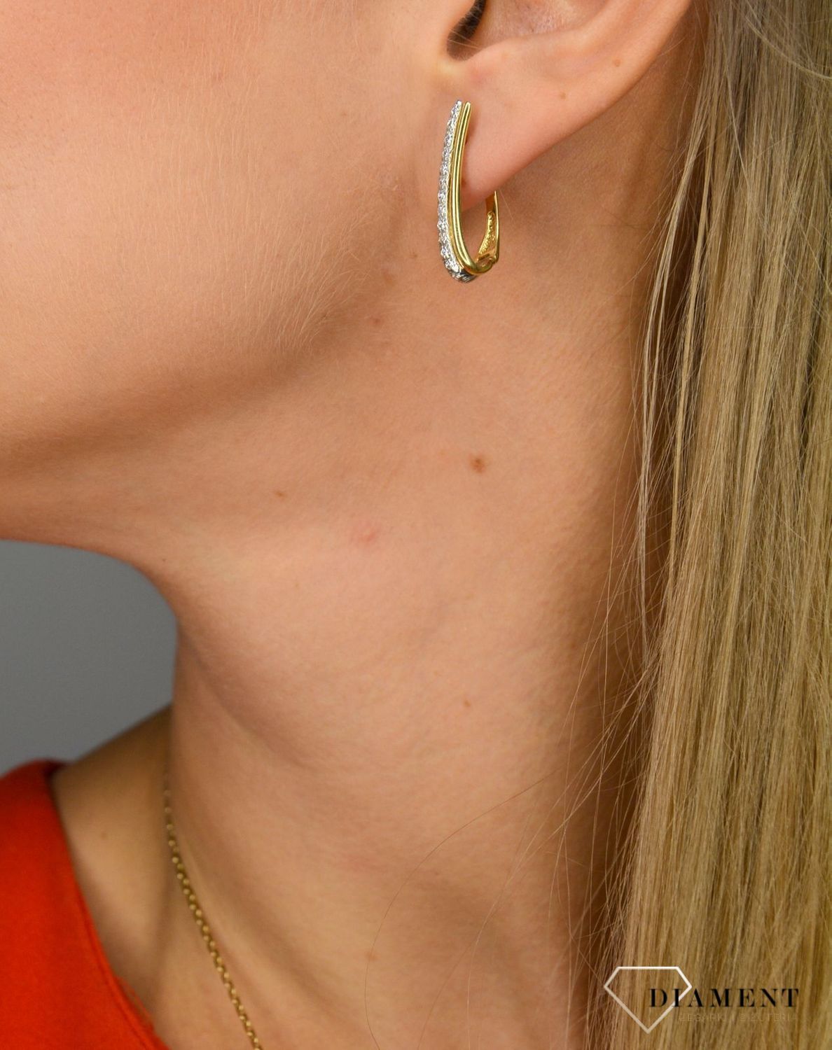 Złote kolczyki 585 nowoczesny wzór z cyrkonią DIA-KLC-1021-585.jpg