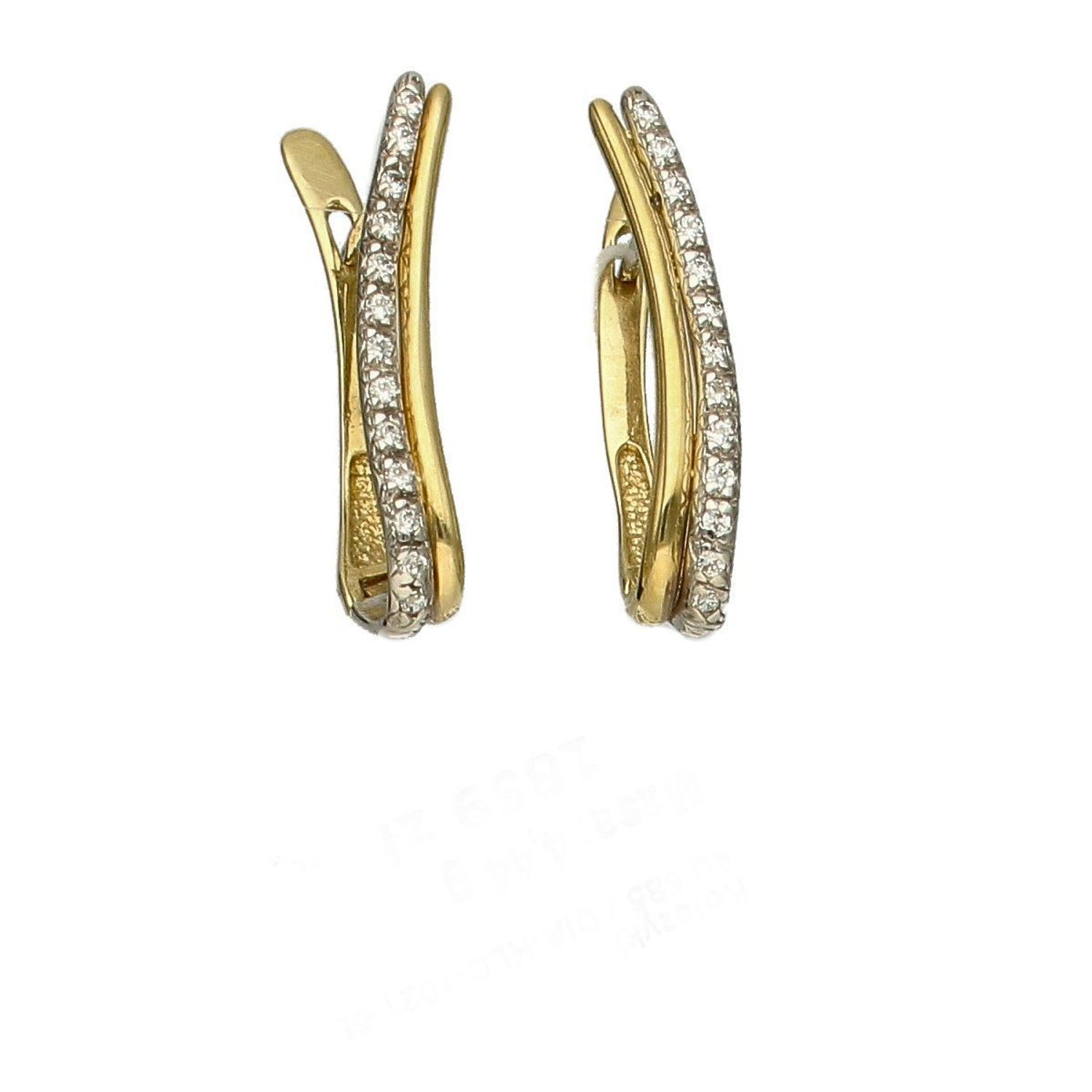 Złote kolczyki 585 nowoczesny wzór z cyrkonią DIA-KLC-1021-585.jpg