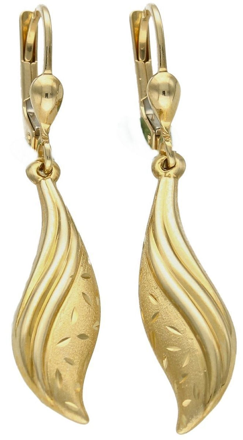 Kolczyki damskie złote  Piaskowane fale  585 DIA-KLC-10212-585c.jpg