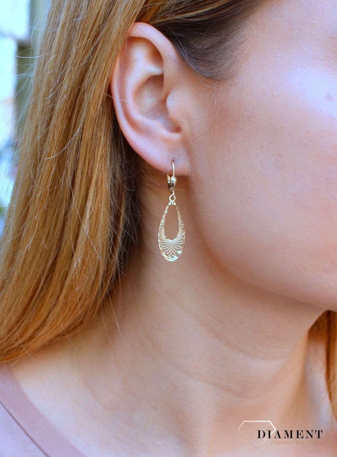 Kolczyki damskie złote  Ażurowe blaszki  585 DIA-KLC-10214-585.jpg