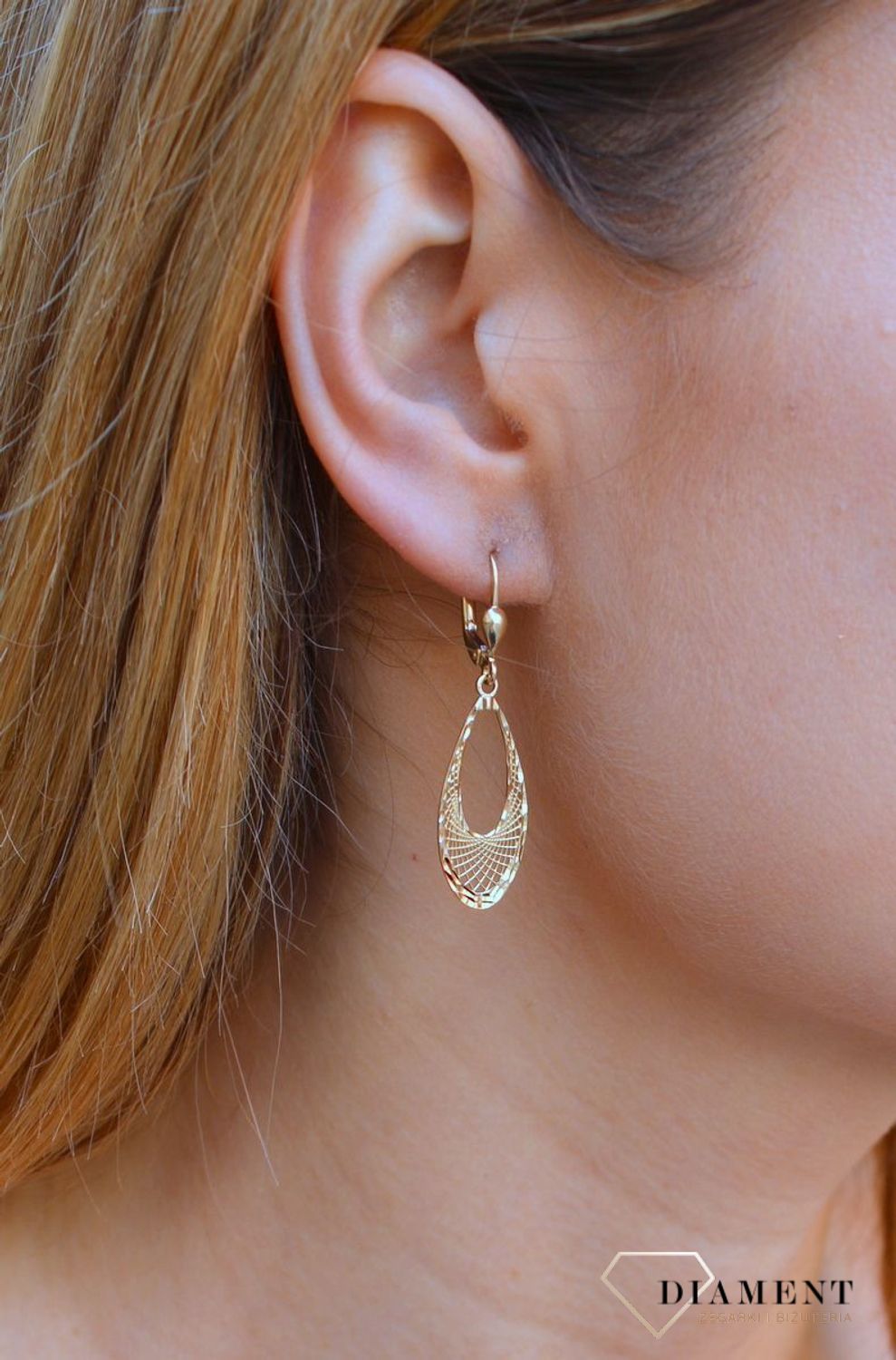 Kolczyki damskie złote  Ażurowe blaszki  585 DIA-KLC-10214-585.jpg