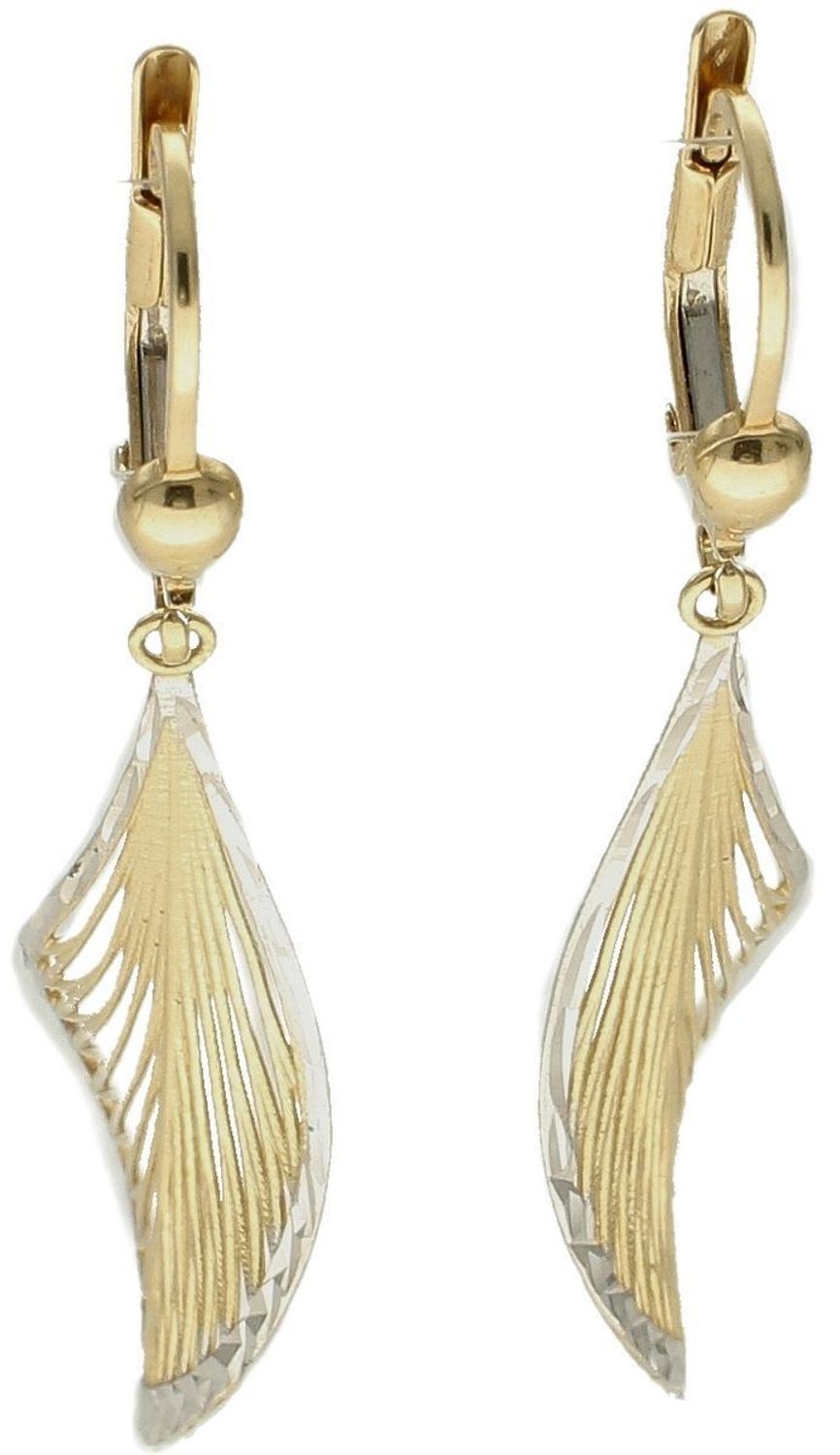 Kolczyki damskie  Wielobarwny, złoty listek  585  DIA-KLC-10216-585d.jpg