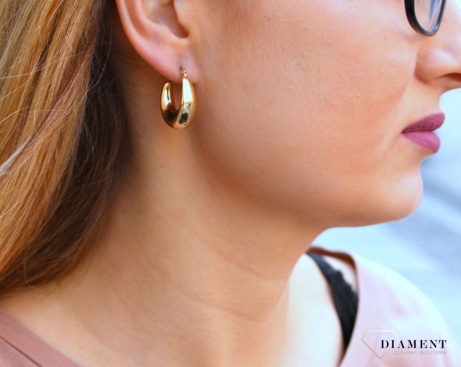 Złote kolczyki damskie  Beczułkowe kółeczka  585 DIA-KLC-10218-585b (1).jpg