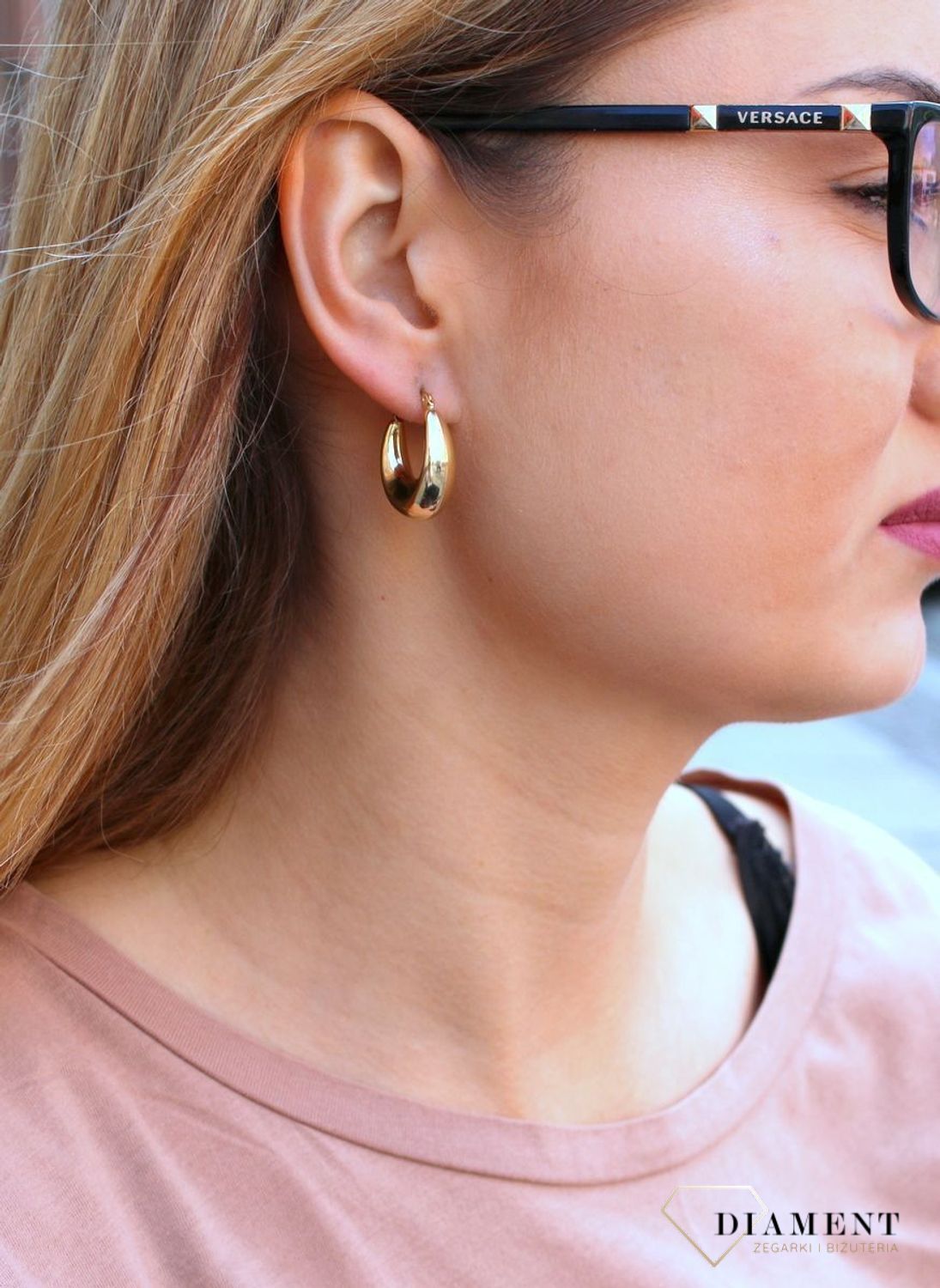 Złote kolczyki damskie  Beczułkowe kółeczka  585 DIA-KLC-10218-585b (1).jpg