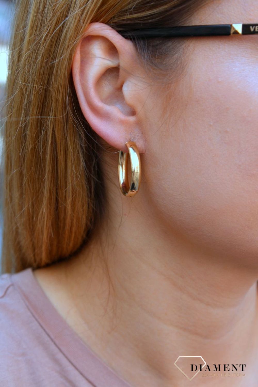 Złote kolczyki damskie  Szersze owale  585 DIA-KLC-10219-585 (2).jpg