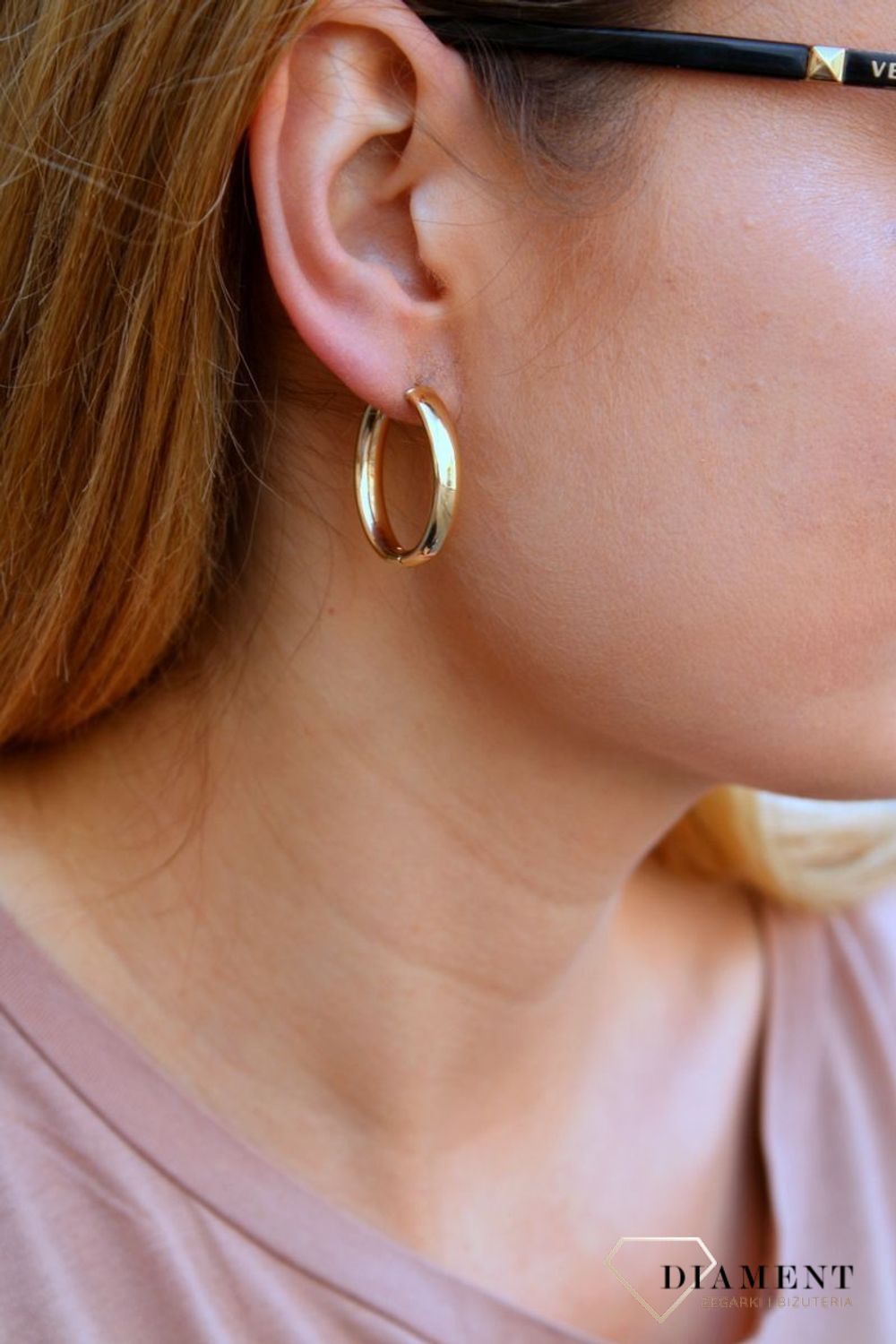 Złote kolczyki damskie  Szersze owale  585 DIA-KLC-10219-585 (2).jpg