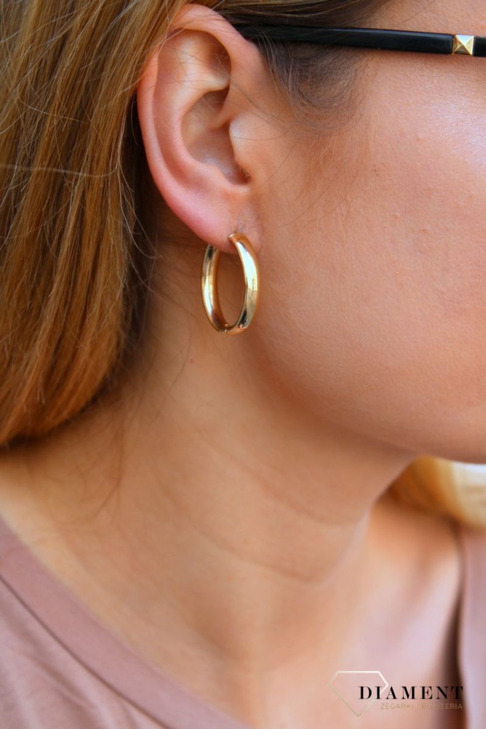Złote kolczyki damskie  Szersze owale  585 DIA-KLC-10219-585 (2).jpg