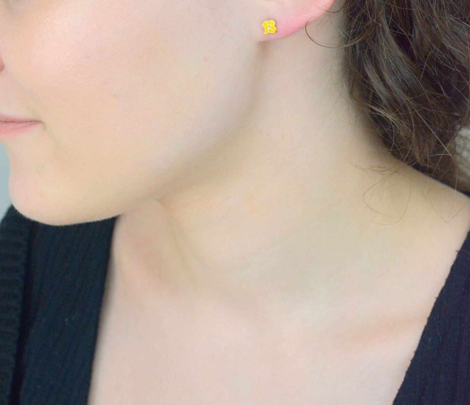 Kolczyki złote trzynaste urodziny, cyfra 13 złoto próba 585 DIA-KLC-1022-585. Kolczyki doskonałe na prezent z okazji trzynastych urodzin, trzynastej rocznicy, 1.jpg