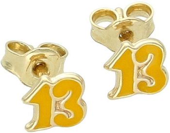 Kolczyki złote trzynaste urodziny, cyfra 13 złoto próba 585 DIA-KLC-1022-585. Kolczyki doskonałe na prezent z okazji trzynastych urodzin, trzynastej rocznicy, 1.jpg