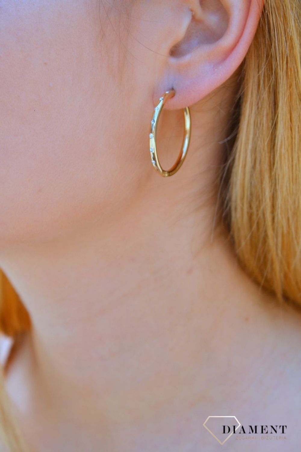 Damskie kolczyki koła  Złoto z cyrkoniami  585 DIA-KLC-10220-585c.jpg