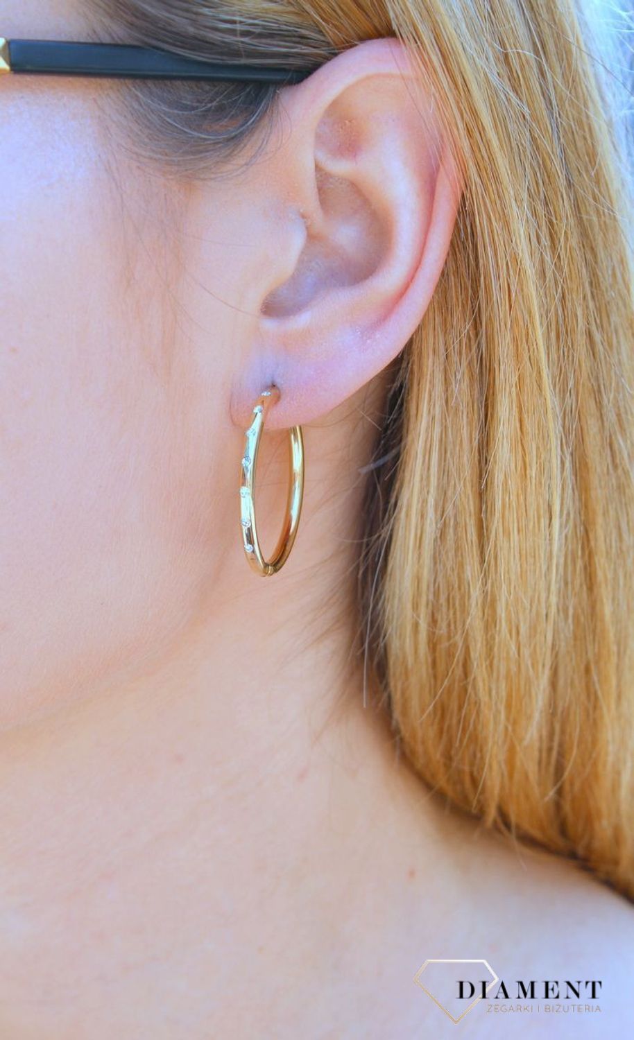 Damskie kolczyki koła  Złoto z cyrkoniami  585 DIA-KLC-10220-585c.jpg