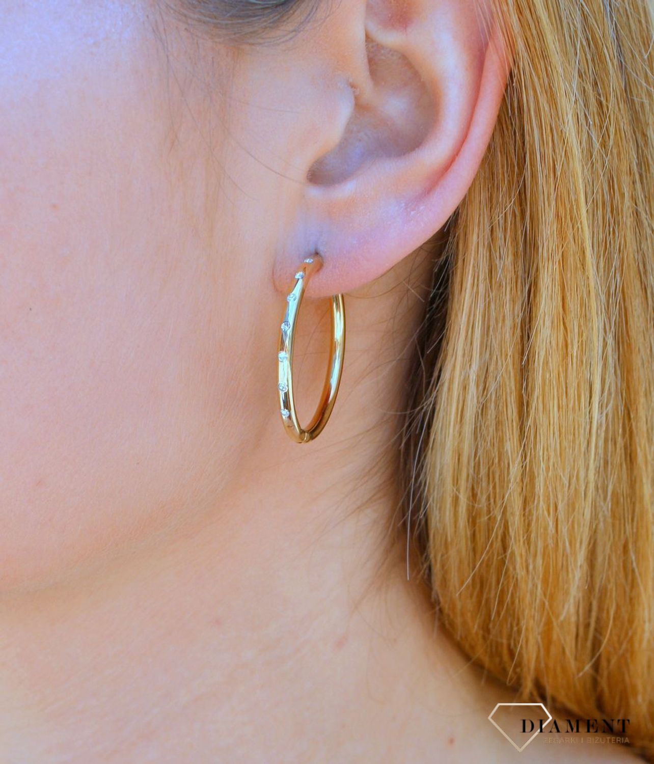 Damskie kolczyki koła  Złoto z cyrkoniami  585 DIA-KLC-10220-585c.jpg