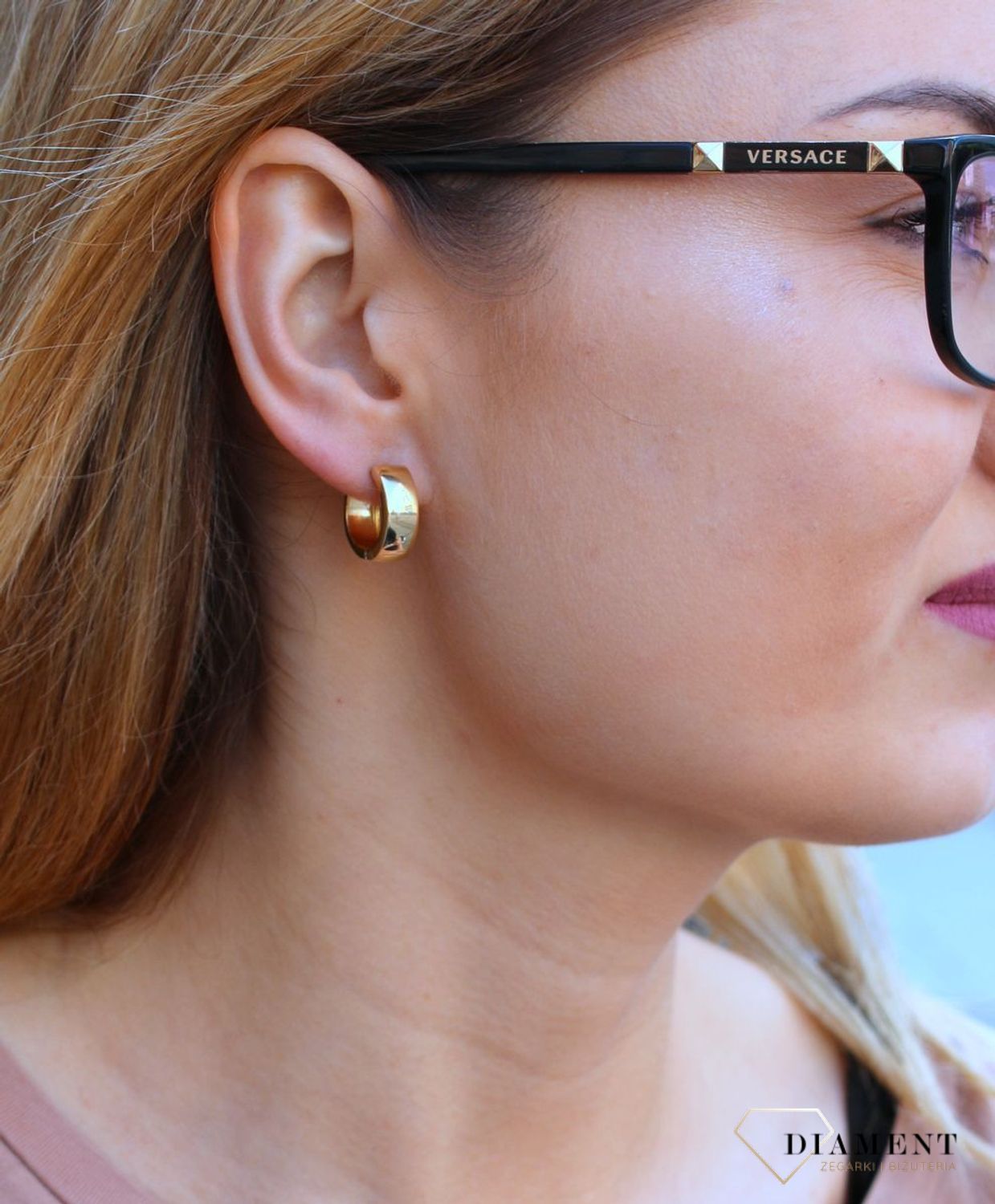 Złote kolczyki damskie  Szerokie kółeczka  585 DIA-KLC-10222-585B (2).jpg