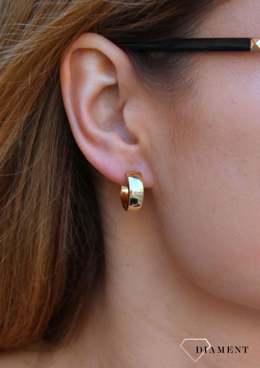 Złote kolczyki damskie  Szerokie kółeczka  585 DIA-KLC-10222-585B (2).jpg