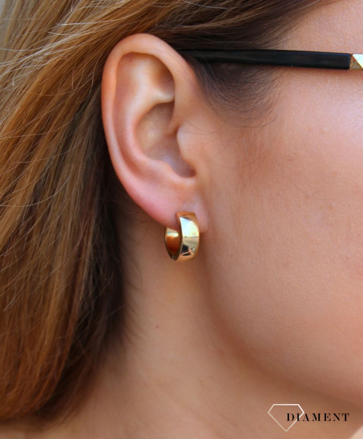 Złote kolczyki damskie  Szerokie kółeczka  585 DIA-KLC-10222-585B (2).jpg