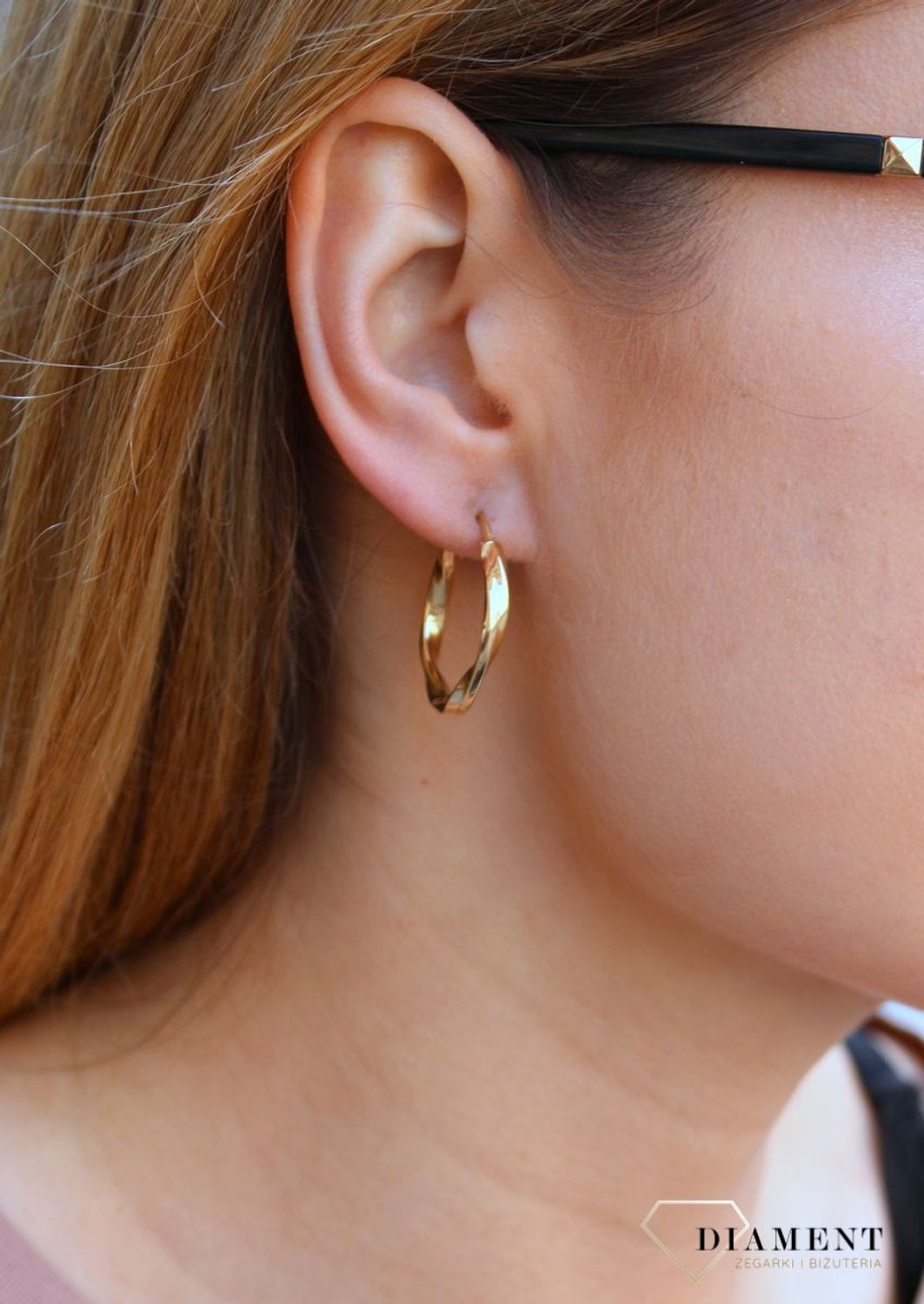 Złote kolczyki damskie  Skręcone koła  585 DIA-KLC-10225-585c (2).jpg