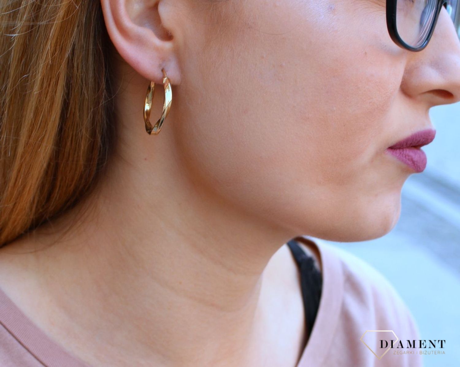 Złote kolczyki damskie  Skręcone koła  585 DIA-KLC-10225-585c (2).jpg
