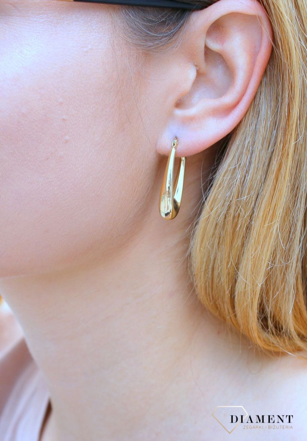 Złote kolczyki damskie  Podłużne, wypukłe kołeczka  585 DIA-KLC-10226-585b (1).jpg