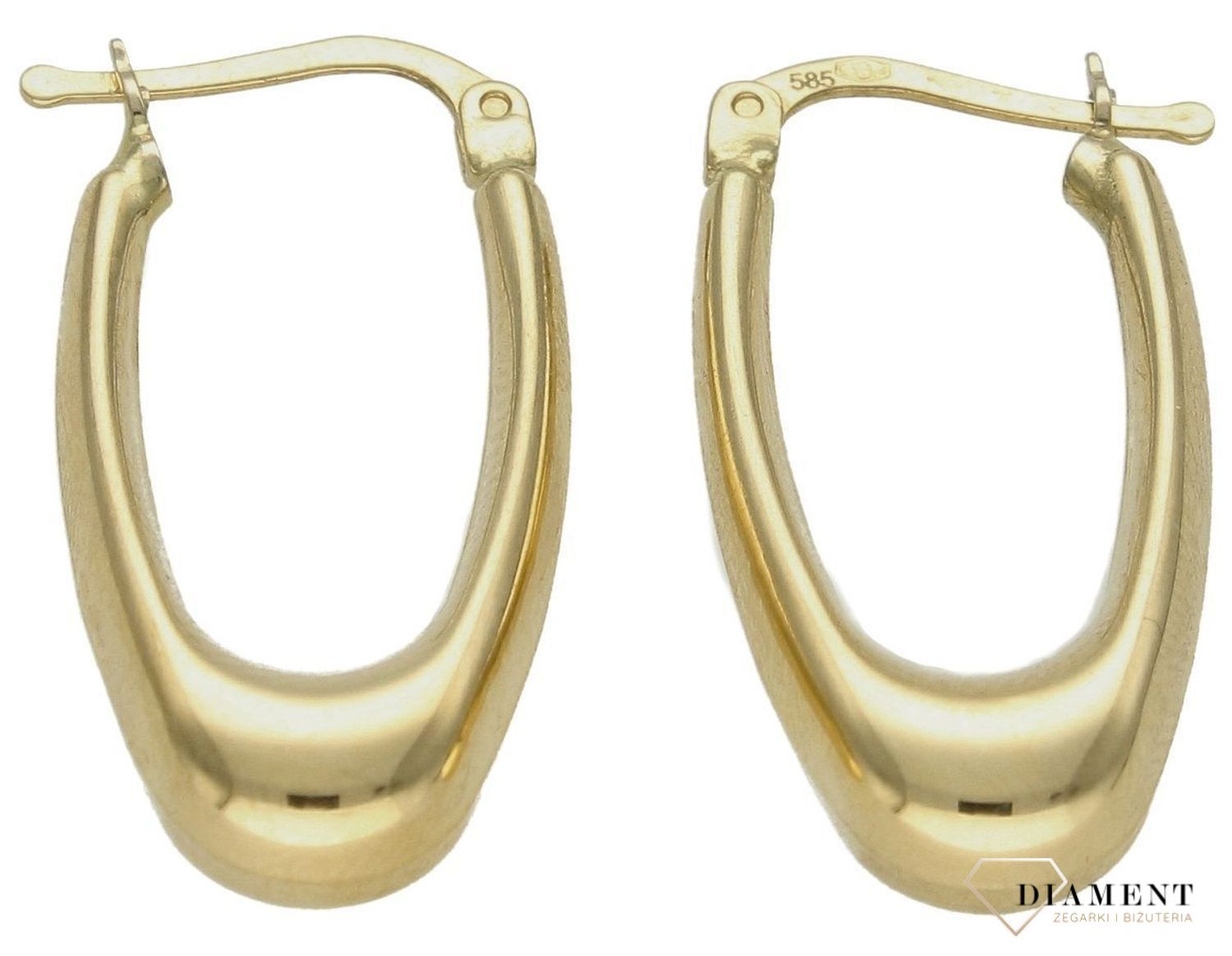 Złote kolczyki damskie  Podłużne, wypukłe kołeczka  585 DIA-KLC-10226-585b (1).jpg