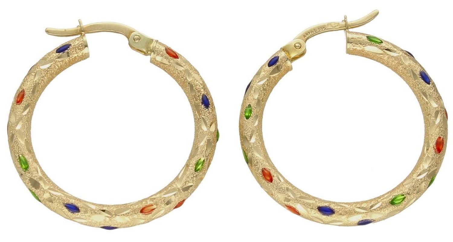 Złote kolczyki koła  Kolorowa emalia  585 DIA-KLC-10227-585 (1).jpg