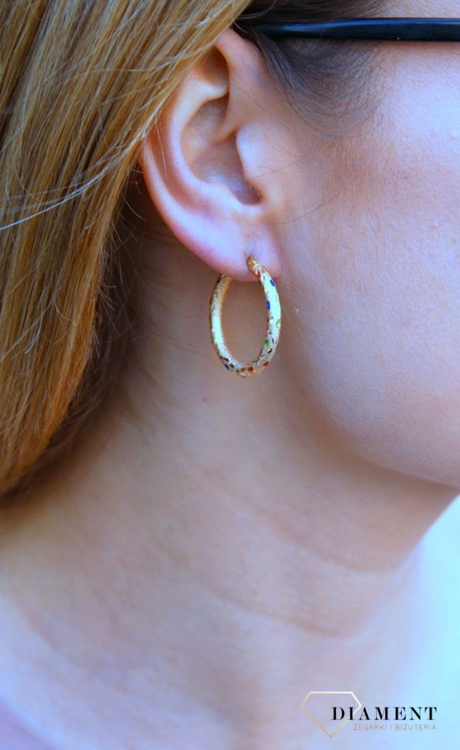 Złote kolczyki koła  Kolorowa emalia  585 DIA-KLC-10227-585 (1).jpg