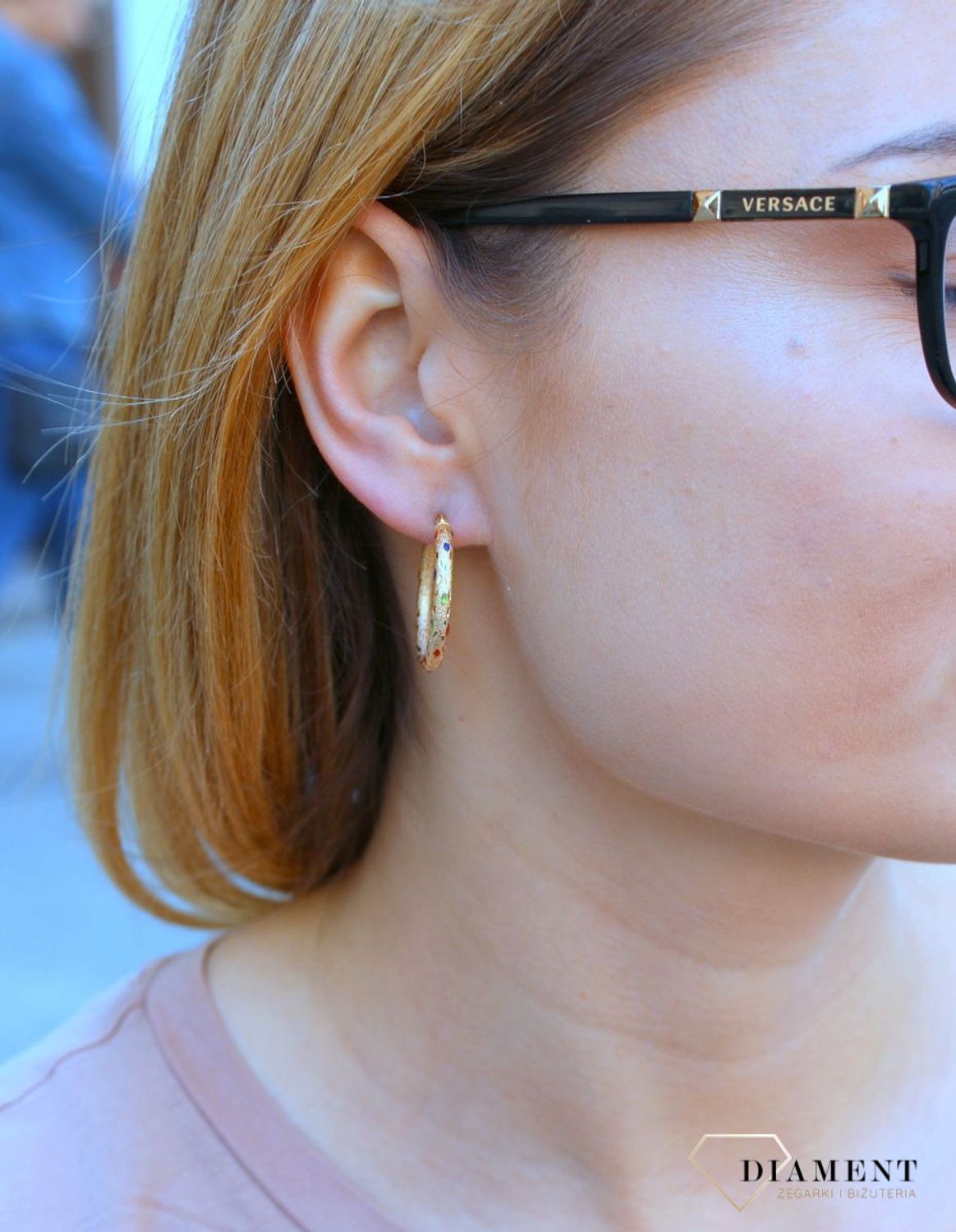 Złote kolczyki koła  Kolorowa emalia  585 DIA-KLC-10227-585 (1).jpg