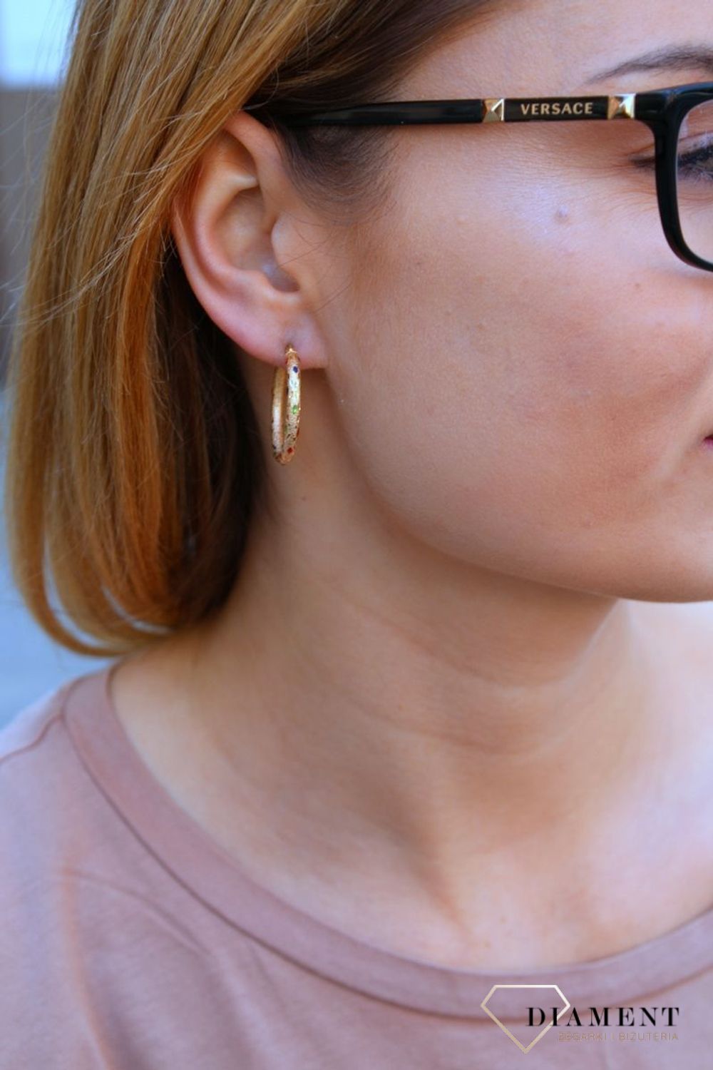 Złote kolczyki koła  Kolorowa emalia  585 DIA-KLC-10227-585 (1).jpg