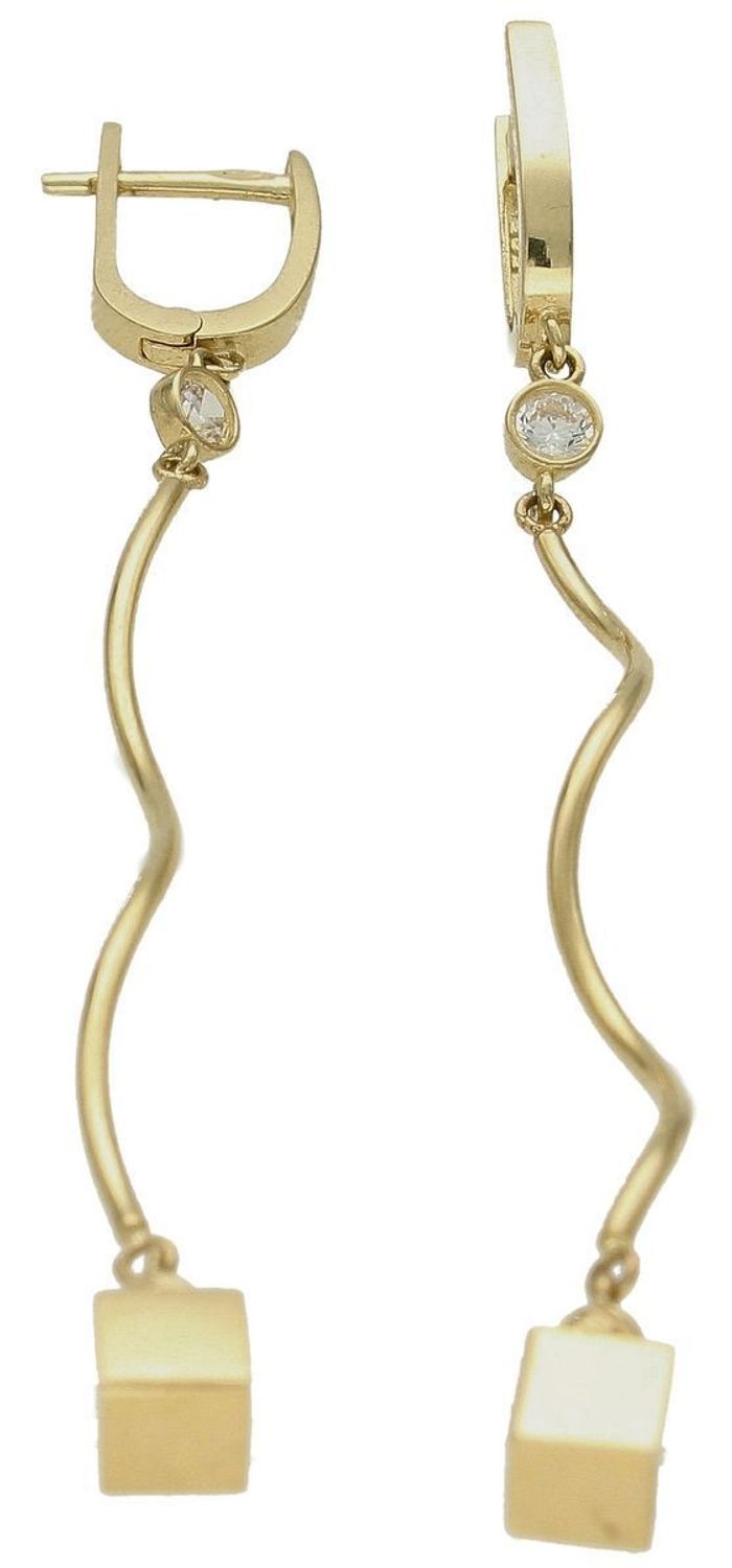 Złote kolczyki damskie  Wiszące kostki  585 DIA-KLC-10228-585 (1).jpg