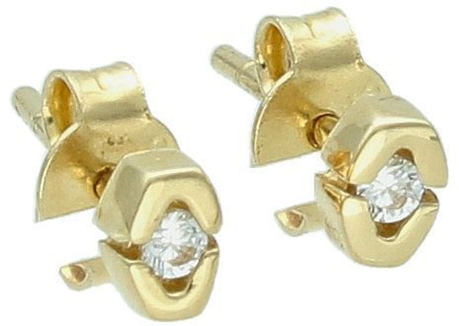 Kolczyki złote z cyrkonią małą pr 585, DIA-KLC-1023-585  Kolczyki mają podłużny kształt ozdobione małą cyrkonią. Kolczyki to ponadczasowa biżuteria, która pasuje do każdego rodzaju stylizacji. 1.jpg