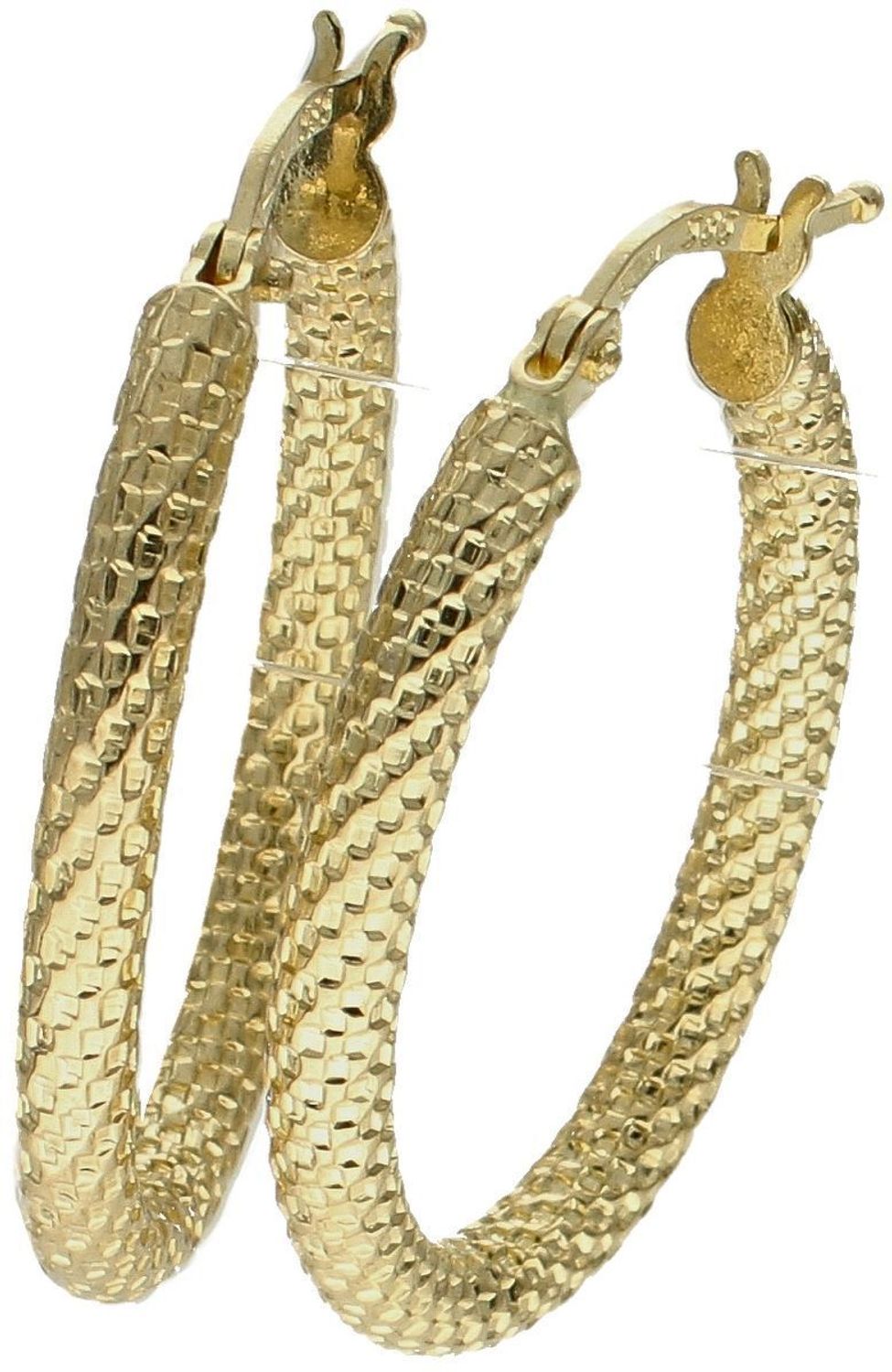 Złote kolczyki koła damskie  Diamentowane łuski  585 DIA-KLC-10236-585d (1).jpg