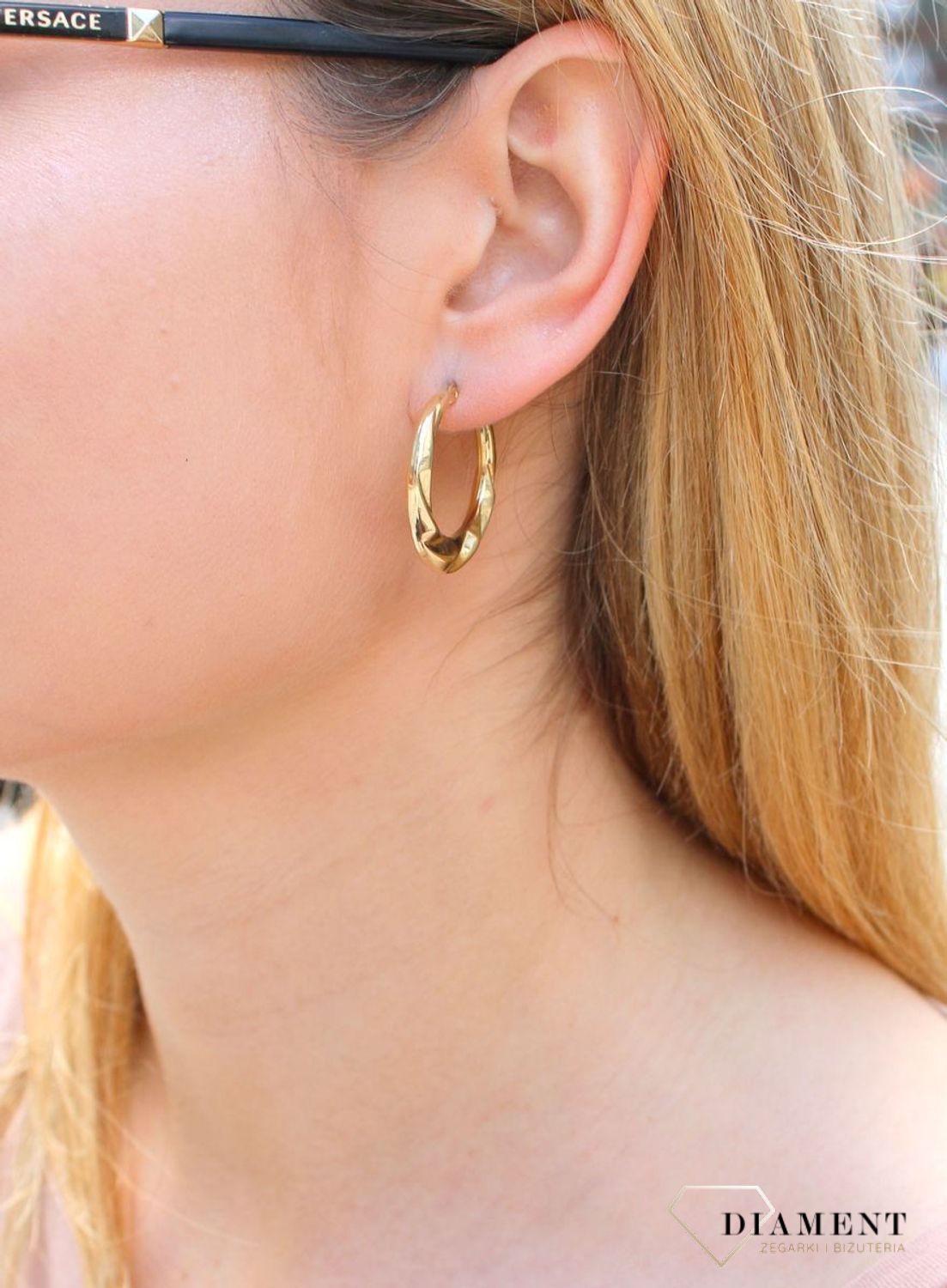 Złote kolczyki damskie  Karbowane koła  585 DIA-KLC-10238-585b (1).jpg