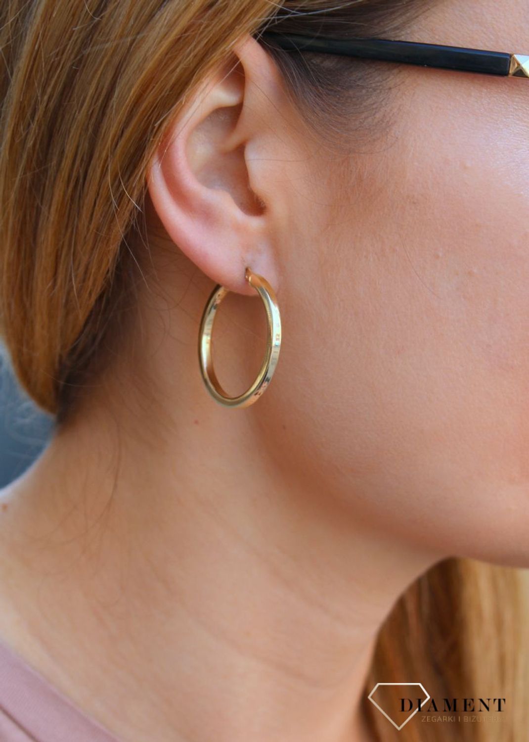 Złote kolczyki damskie  Ścięte koła  585 DIA-KLC-10239-585c.jpg