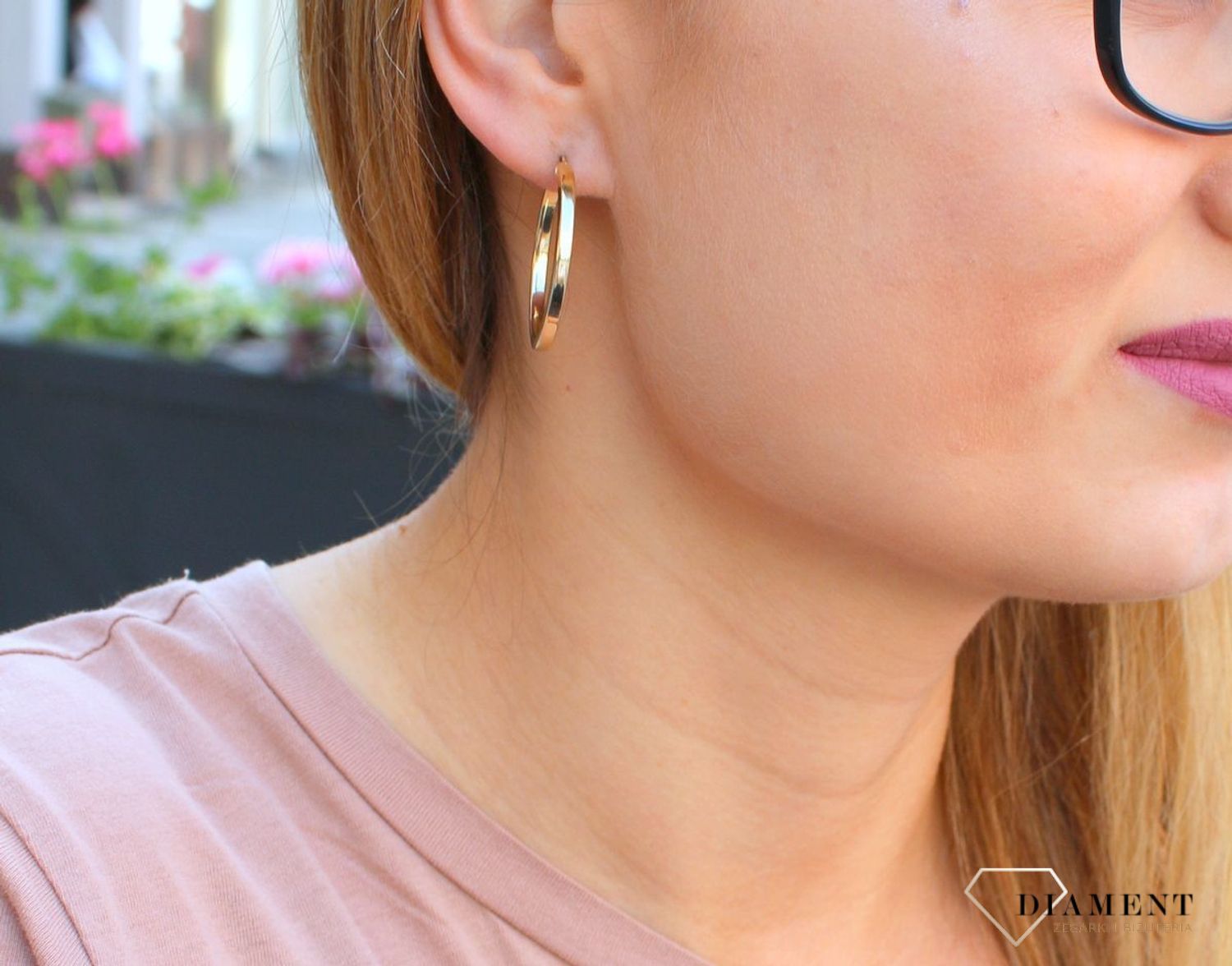 Złote kolczyki damskie  Ścięte koła  585 DIA-KLC-10239-585c.jpg