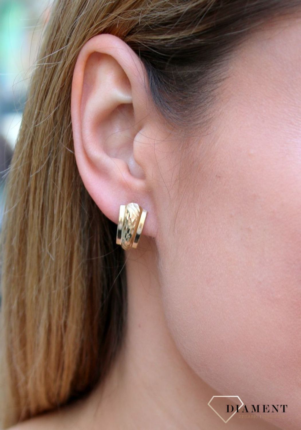 Kolczyki damskie  Złote muszelki  585 DIA-KLC-10241-585c.jpg