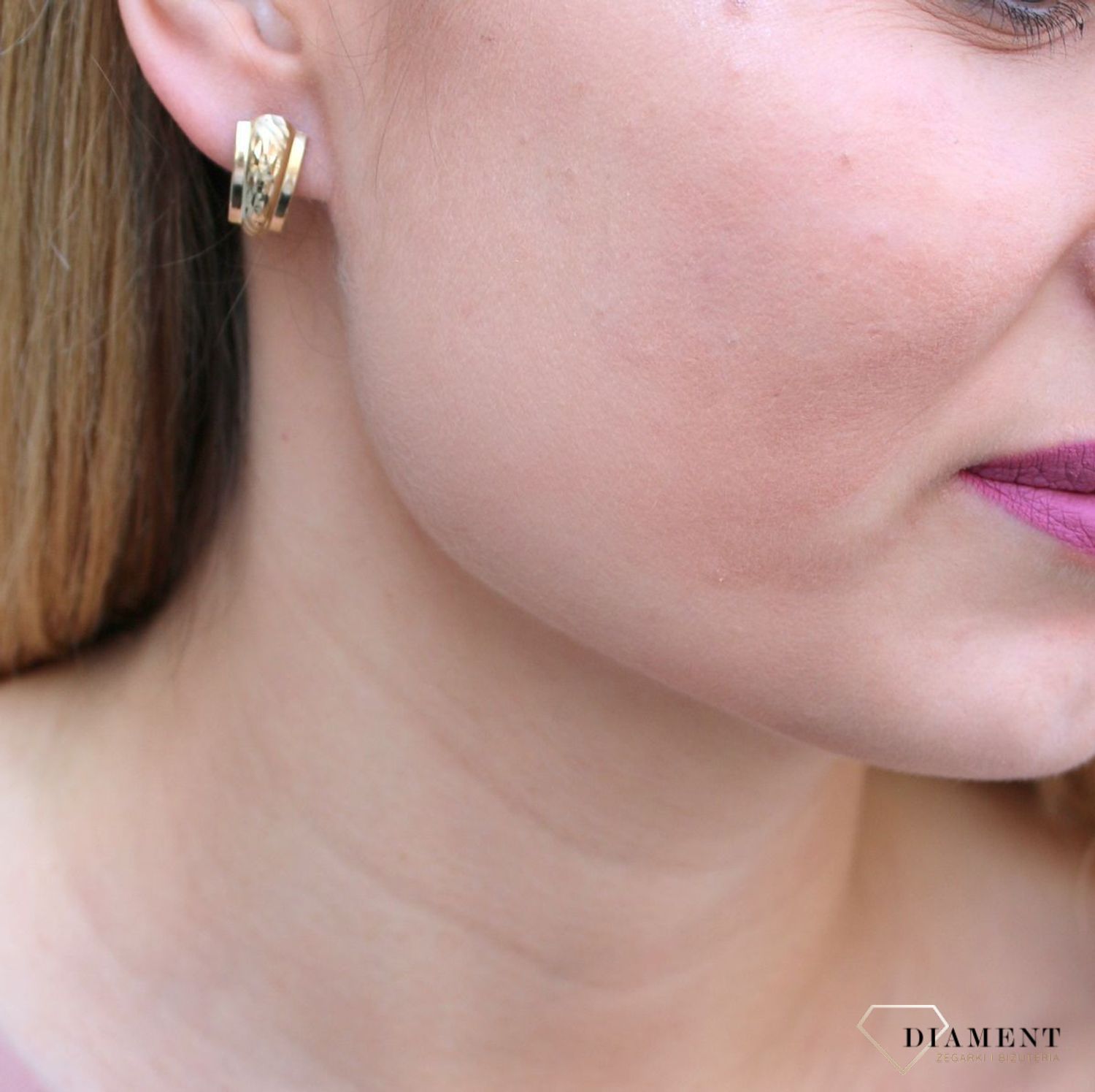 Kolczyki damskie  Złote muszelki  585 DIA-KLC-10241-585c.jpg